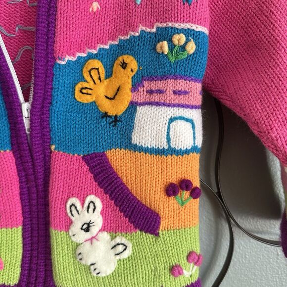 Girls  Embroidered Cardigan Made In Peru pink  embroidered size 8 - Picture 5 of 9